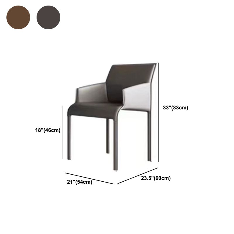 Matte Finish Solid Back Chair Faux Leather Modern Dining Chair