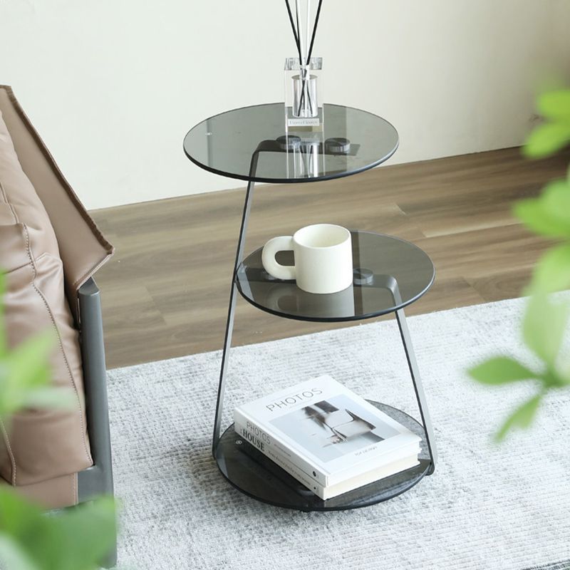 Modern Corner Table Round 3-Tier Side End Table with Storage