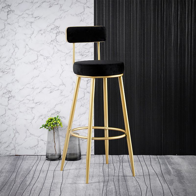 Nordic Glam Style Bar Stool Round Bar Stool with Metal Legs for Home