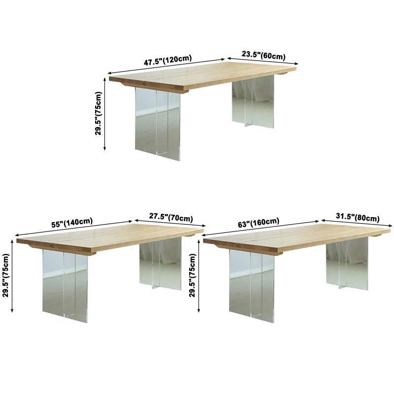 Acrylic Double Pedestal Table Solid Wood Dining Table Rectangle for Home Clearhalo ' dining_table' 'Dining Tables & Seating' 'Dining Tables' 'Furniture' 'furniture_dining_table' 'Kitchen & Dining Furniture' 'kitchen&dining_furn' 'kitchen' 'kitchen_dining_table' 1200x1200_30413a58-8168-4538-8560-a978042bb18b