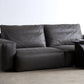 Mitte des Jahrhunderts modernes Sofa Leder -Quadratarmsofa in tiefem Grau