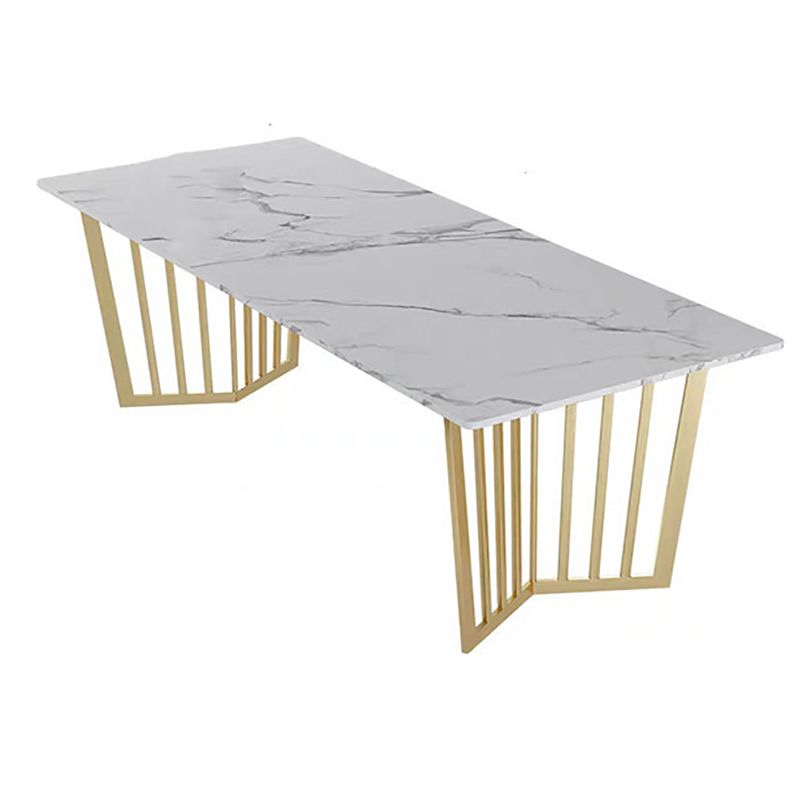 White Glam Office Desk Marble Home Writing Desk met metalen benen