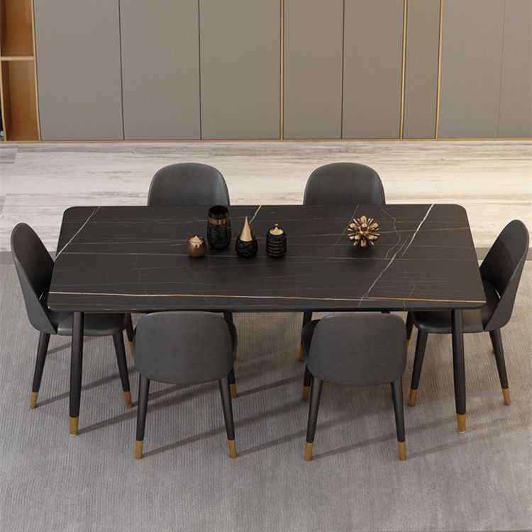 Modern Matte Finish Faux Marble Table Rectangle 4 Legs Dining Table Clearhalo ' dining_table' 'Dining Tables & Seating' 'Dining Tables' 'furn' 'furn_dining_table' 'Furniture' 'furniture_dining_table' 'Kitchen & Dining Furniture' 'kitchen&dining_furn' 'kitchen' 'kitchen_dining_table' 1200x1200_304357f6-f1df-4e2b-871a-cd117f3740a3