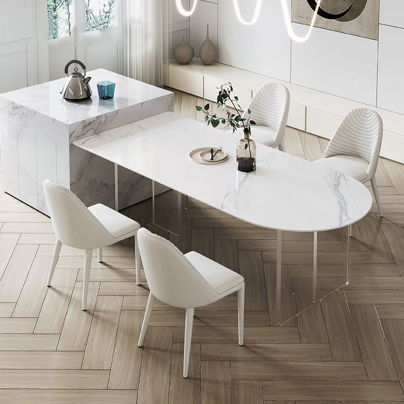 Acrylic Contemporary Free Form Dining Table Sintered Stone Top Table for Dining Room Clearhalo ' dining_table' 'Dining Tables & Seating' 'Dining Tables' 'furn' 'furn_dining_table' 'Furniture' 'furniture_dining_table' 'Kitchen & Dining Furniture' 'kitchen&dining_furn' 'kitchen' 'kitchen_dining_table' 1200x1200_30446398-3914-4317-bc5b-7c1c8d1a9f27