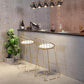 Industrial Gold Bar Table 21.6"W Round Top White Wood Bistro Table for Breakroom Clearhalo 'Bar Furniture' 'Bar Tables' 'bar_tables' 'furn' 'furn_bar_tables' 'Furniture' 'furniture_bar_tables' 'Kitchen & Dining Furniture' 'kitchen&dining_furn' 'kitchen' 1200x1200_3047efa8-4360-46dd-acc7-3b964db2b522