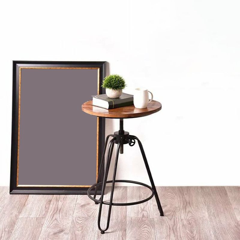 Mesa de altura lateral de estilo rústico tri pin de acento de acento de sofá redondo