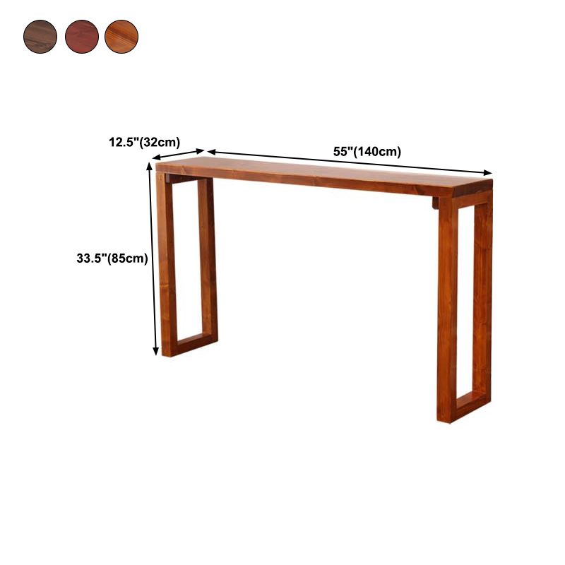 Moderner brauner Konsolentisch aus der Mitte des Jahrhunderts mit Holzschlittenbasis