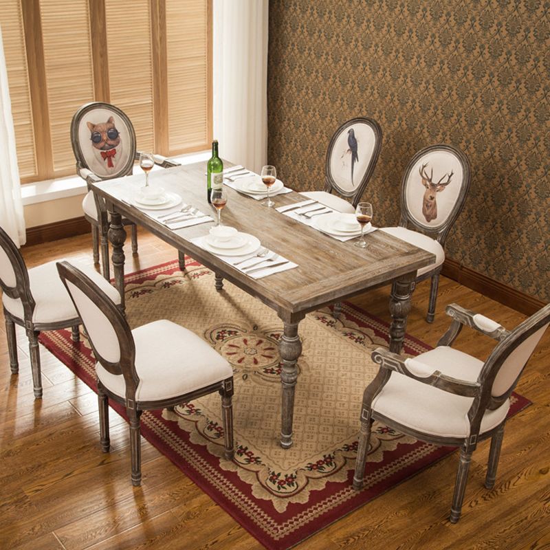 Medieval Modern Dining Table for Restaurant Rectangle Pine Wood Old Table with 4 Legs Clearhalo 'Dining Tables & Seating' 'Dining Tables' 'dining_table' 'furn' 'furn_dining_table' 'Furniture' 'furniture_dining_table' 'Kitchen & Dining Furniture' 'kitchen' 'kitchen_dining_table' 1200x1200_3049e672-73a1-4eae-afff-c5b07e86a933