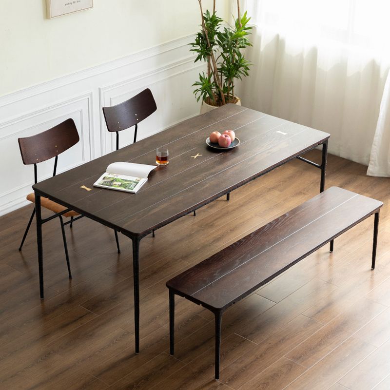 Luxe eiken houten tafel voor restaurant rechthoek eettafel met metalen 4 poten