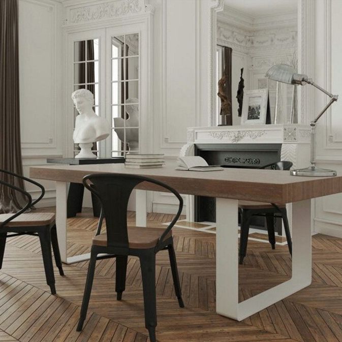 Contemporary Wood Dining Table Rectangle Dining Table with Sled Base Clearhalo ' dining_table' 'Dining Tables & Seating' 'Dining Tables' 'furn' 'furn_dining_table' 'Furniture' 'furniture_dining_table' 'Kitchen & Dining Furniture' 'kitchen&dining_furn' 'kitchen' 'kitchen_dining_table' 1200x1200_304ab097-8e2f-4777-b172-eee8e80102ab