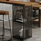 Industrial Bar Table Black Iron Solid Wood Pub Height Dining Table with 2 Shelve