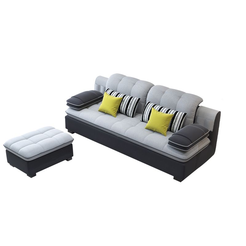 Scandinavian Light Gray Pillow Top Arm Sofa Slipcovered Sectional with Pocket Storage Clearhalo 'furn' 'furn_sectionals' 'Furniture' 'furniture_sectionals' 'Living Room Furniture' 'Sectionals' 1200x1200_304b4aac-81a4-4d84-8b03-23f6453eea0d
