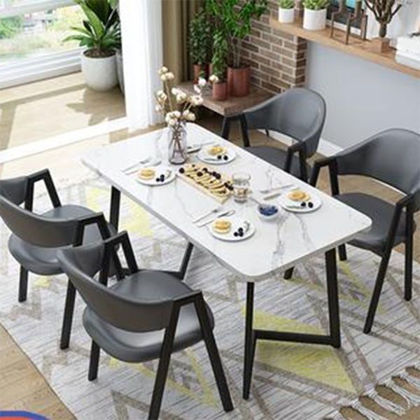 Modern Rectangle Dining Table Wood Tabletop with Double Pedestal Base Clearhalo 'Dining Tables & Seating' 'Dining Tables' 'dining_table' 'furn' 'furn_dining_table' 'Furniture' 'Kitchen & Dining Furniture' 1200x1200_304eeff5-4e23-4583-a506-07e6cd434c63
