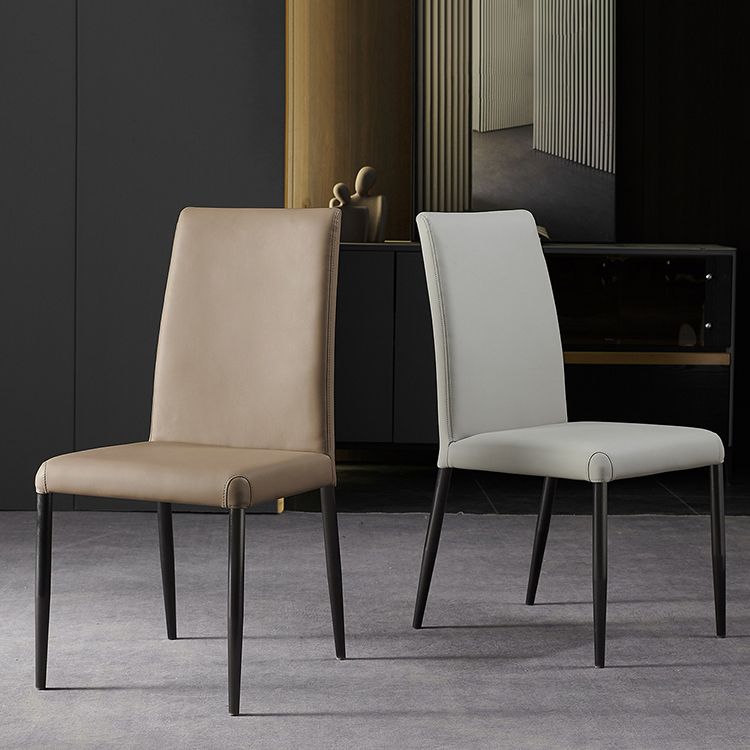 Industrial Design Solid Back Dining Side Chairs Faux Leather Dining Chairs Clearhalo ' kitchen&dining_furn' 'Dining Chairs' 'Dining Tables & Seating' 'dining_chair' 'furn' 'furn_dining_chair' 'Furniture' 'furniture_dining_chair' 'Kitchen & Dining Furniture' 'kitchen' 1200x1200_30506121-d10f-46e5-b96d-61628a67dd5a