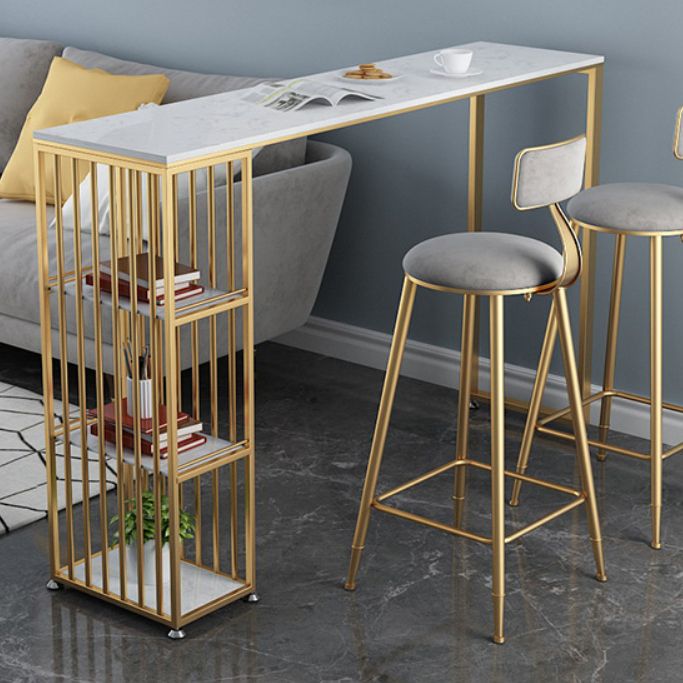 Glam Style Bar Table Artificial Marble Top Pub Table with Cabinet for Dining Room Clearhalo 'Bar Furniture' 'Bar Tables' 'bar_tables' 'Furniture' 'furniture_bar_tables' 'Kitchen & Dining Furniture' 1200x1200_305148cb-1ca5-4b7c-997c-fc58f0e60bba