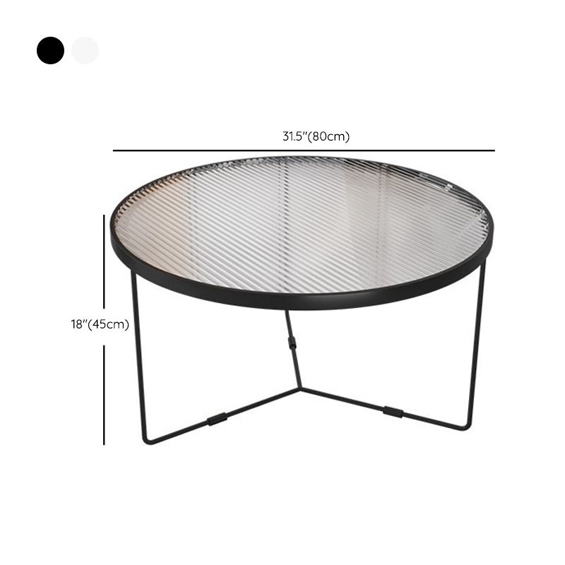 Contemporary Cocktail Table Cross Legs Glass Top Round Coffee Table
