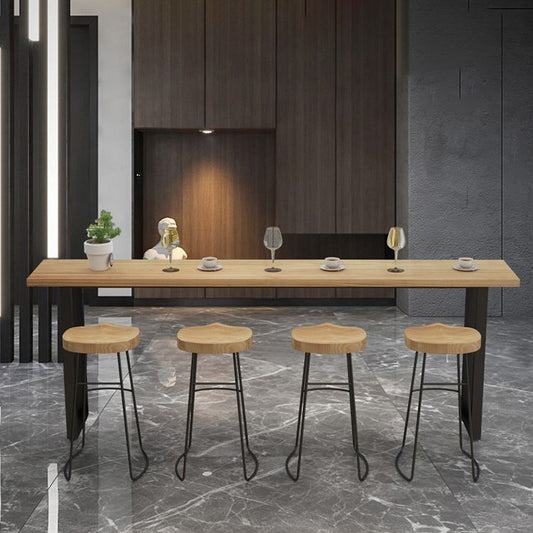 Contoured Seat Dining Stools Solid Wood Bar Stools with Footrest