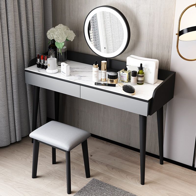 Stone Top Makeup Table with 2 Drawers 15.74" Wide Vanity Tables Clearhalo 'Bedroom Furniture' 'furn' 'furn_makeup_vanities' 'Furniture' 'Makeup Vanities' 'makeup_vanities' 1200x1200_3052d61f-942d-4592-8e58-f8693afc5508