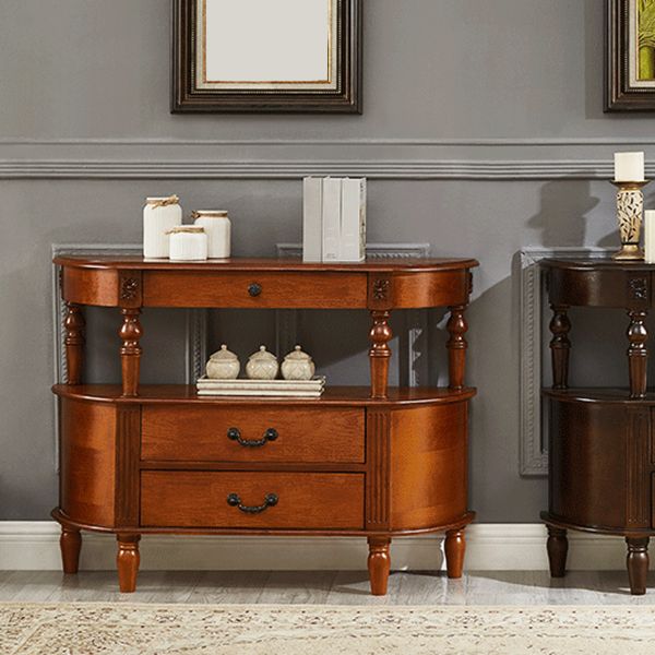Mid Century Modern Wood Console Table Half Moon Console Accent Table for Hall