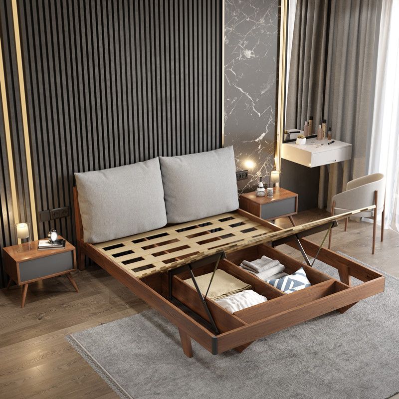 Espresso Wood Panneau lit rembourré la tête de lit standard de lit standard Rangement