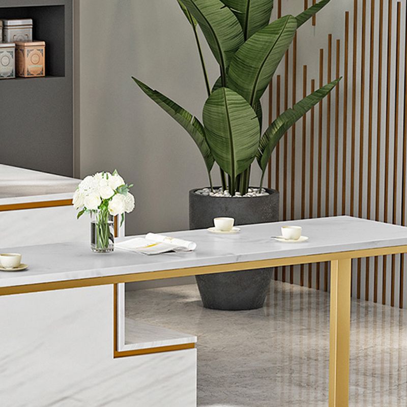 Glam 1/3/5 Pieces Bar Table Set Rectangle Stone Counter Table with High Stools for Kitchen Clearhalo 'Bar Furniture' 'furn' 'furn_home_bar_bar_sets' 'Furniture' 'Home Bars & Bar Sets' 'home_bar_bar_sets' 'Kitchen & Dining Furniture' 1200x1200_30554744-21dd-4641-9a1b-09467542e8b2