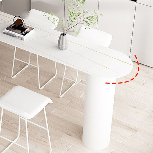 Industrial Stone Indoor Pub Bar Table Iron Double Pedestal Bar Dining Table Fixed Table Clearhalo 'Bar Furniture' 'Bar Tables' 'bar_tables' 'furn' 'furn_bar_tables' 'Furniture' 'furniture_bar_tables' 'Kitchen & Dining Furniture' 1200x1200_3056181e-6eca-4227-a558-b4ac0f33acd6