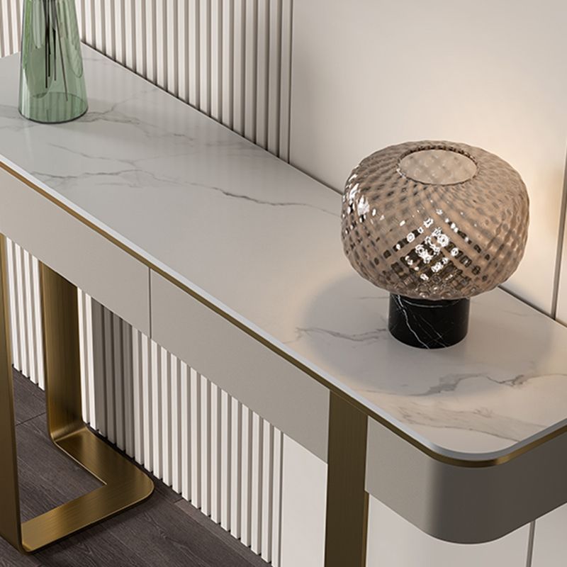 Mesa de acento de la consola de piedra con soporte de acero inoxidable para Hall