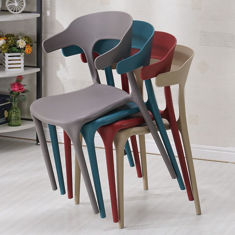 Contemporary Style Stackable Chair Open Back Kitchen Arm Chair with Plastic Legs Clearhalo 'Dining Chairs' 'Dining Tables & Seating' 'dining_chair' 'Furniture' 'furniture_dining_chair' 'Kitchen & Dining Furniture' 1200x1200_30562ec5-adb5-4d9b-9c59-0248a1277d4d