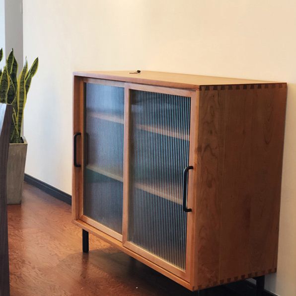 Solid Wood Sliding Doors Buffet 39.5"L Modern Living Room Buffet Stand Clearhalo 'buffet_sideboard' 'Buffets & Sideboards' 'furn' 'furn_buffet_sideboard' 'Furniture' 'Kitchen & Dining Furniture' 1200x1200_3056cedd-3d11-465c-89ab-bf51a17917cc