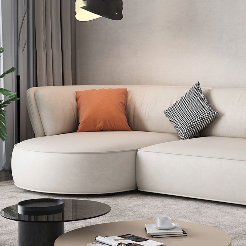 Beige Stain-Resistant Faux Leather Pillow Top Arm Sectional for Living Room Clearhalo 'furn' 'furn_sectionals' 'Furniture' 'furniture_sectionals' 'kitchen' 'kitchen_sectionals' 'Living Room Furniture' 'Sectionals' 1200x1200_30574c64-e056-471d-9563-23520504a75c