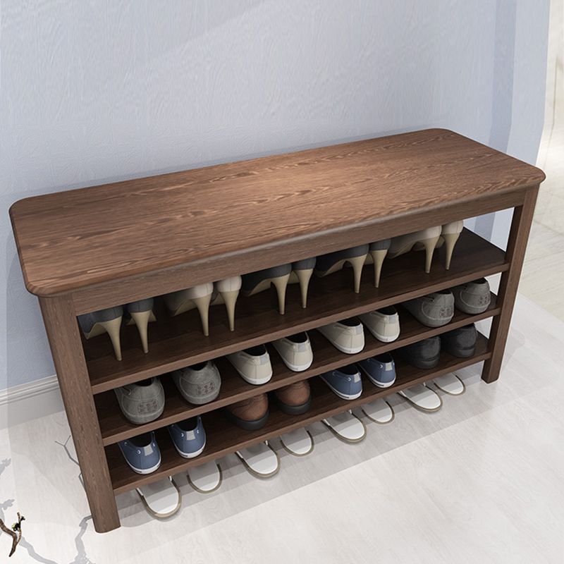 Contemporary Rubber Wood Bench Rectangle Seating Bench in Brown with Storage Clearhalo 'Benches' 'Chairs & Seating' 'furn' 'furn_benches' 'Furniture' 'Living Room Furniture' 1200x1200_30595c76-374b-4eef-8f66-8d41ace1a30b