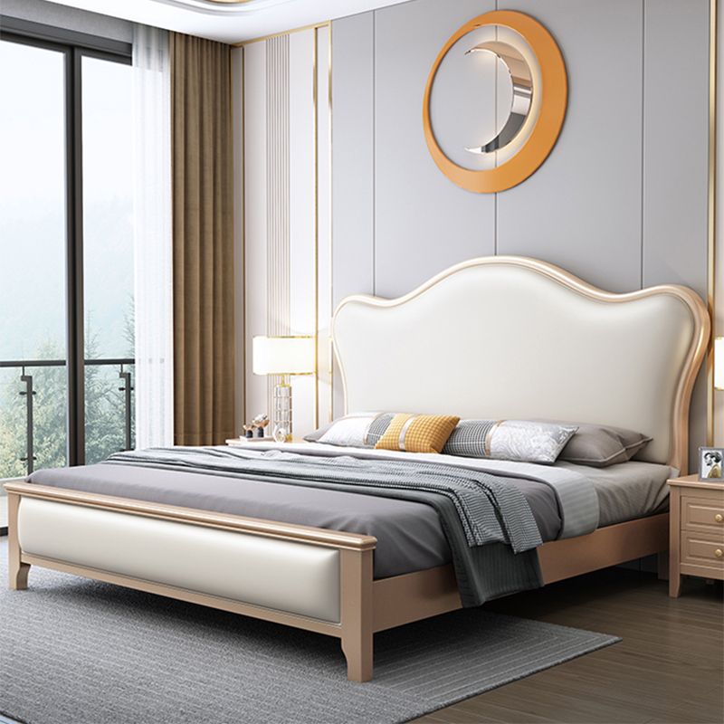 Modern Wood and Upholstered Standard Bed 57.5" Tall Panel Bed Clearhalo 'Bedroom Furniture' 'Beds' 'furn' 'furn_beds' 'Furniture' 1200x1200_305acb66-bec5-4d78-82b7-1c2ec74a19cb