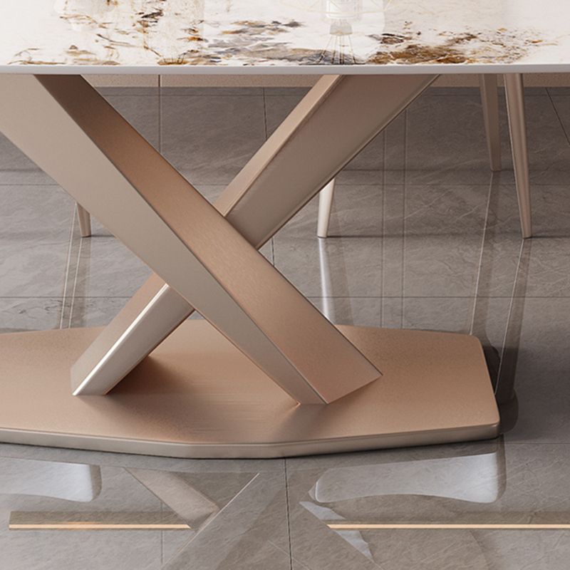 モダンな長方形のダイニングテーブルセットメタルベースのキッチン家具セット付き1/2/5/7ピース