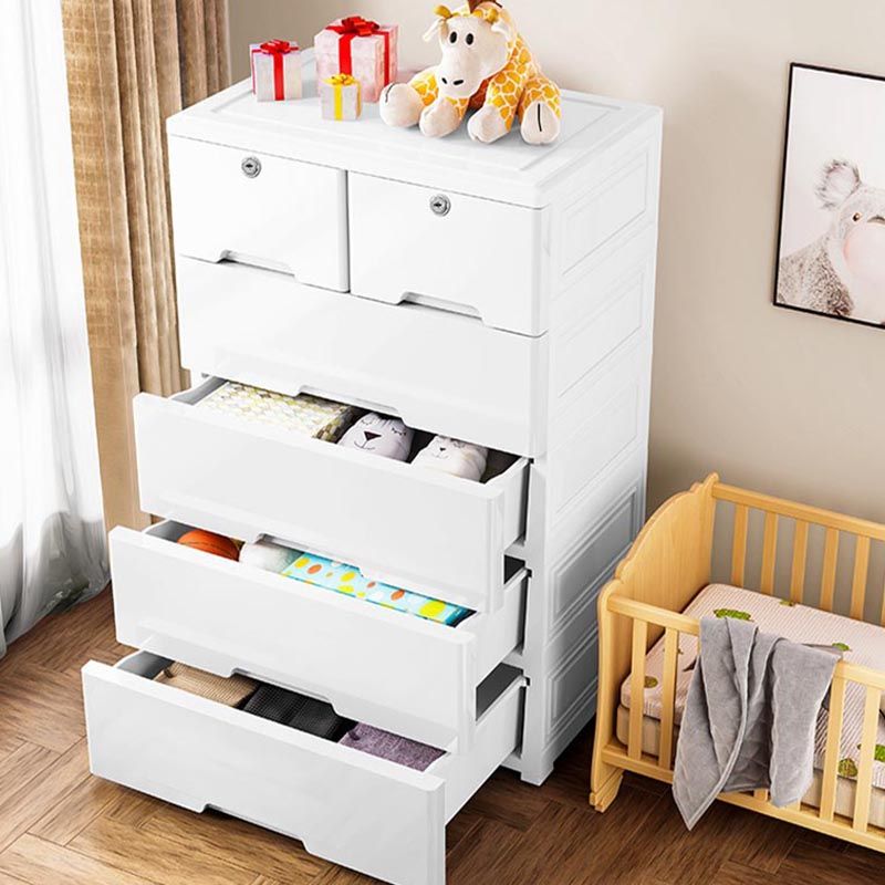 Armadio per armadio per armadio in plastica bianca con cassetto