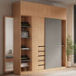 Natural Finish Modern Wardrobe Armoire Solid Wood and Engineered Wood Armoire