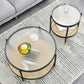 Table basse moderne en verre transparent avec rangement, ensemble de Table à cocktail ronde à 4 pieds