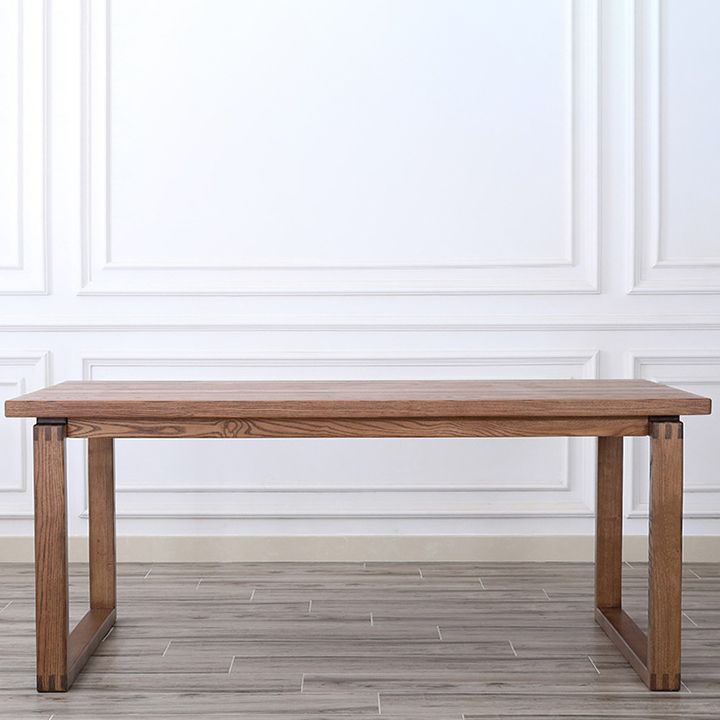 Rectangle Dining Table Solid Wood Contemporary Style Brown Dinner Table for Home Kitchen
