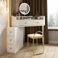 White Makeup Table Stool Set with Drawers for Bedroom 33.5" High