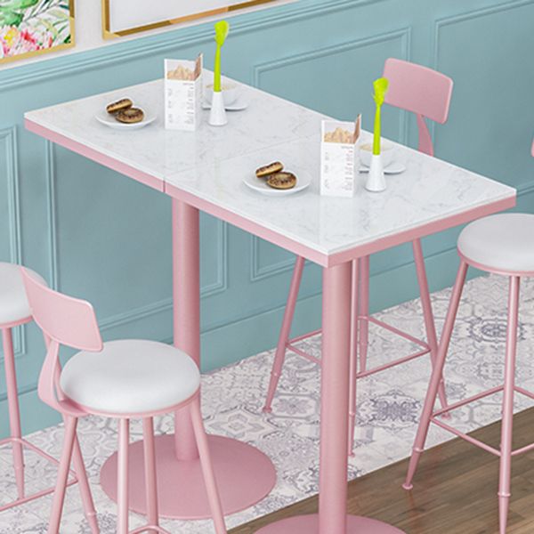 Industrial Style Pink Bar Table Marble White 23.6"W Top Indoor Bistro Table Clearhalo 'Bar Furniture' 'Bar Tables' 'bar_tables' 'furn' 'furn_bar_tables' 'Furniture' 'furniture_bar_tables' 'Kitchen & Dining Furniture' 'kitchen&dining_furn' 'kitchen' 1200x1200_305fa82a-495d-4ead-8518-e31144371de4