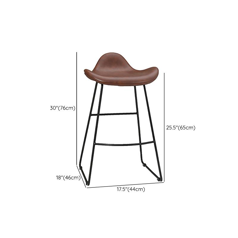 Industrial Faux Leather Bar Stools Metal Barstool in Black and Brown