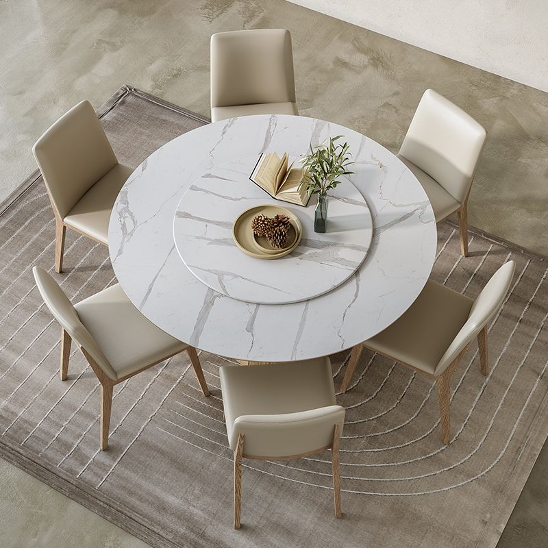 Modern Round Table White Sintered Stone Dining Table for Home Clearhalo 'Dining Tables & Seating' 'Dining Tables' 'dining_table' 'furn' 'furn_dining_table' 'Furniture' 'Kitchen & Dining Furniture' 1200x1200_3061550c-b312-4d00-a518-bbbab764eaf8