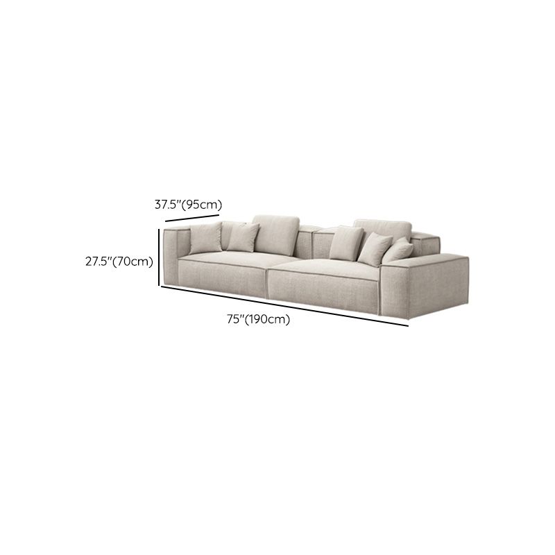 Modern White Cushions Square Arm Living Room Genuine Leather Seating