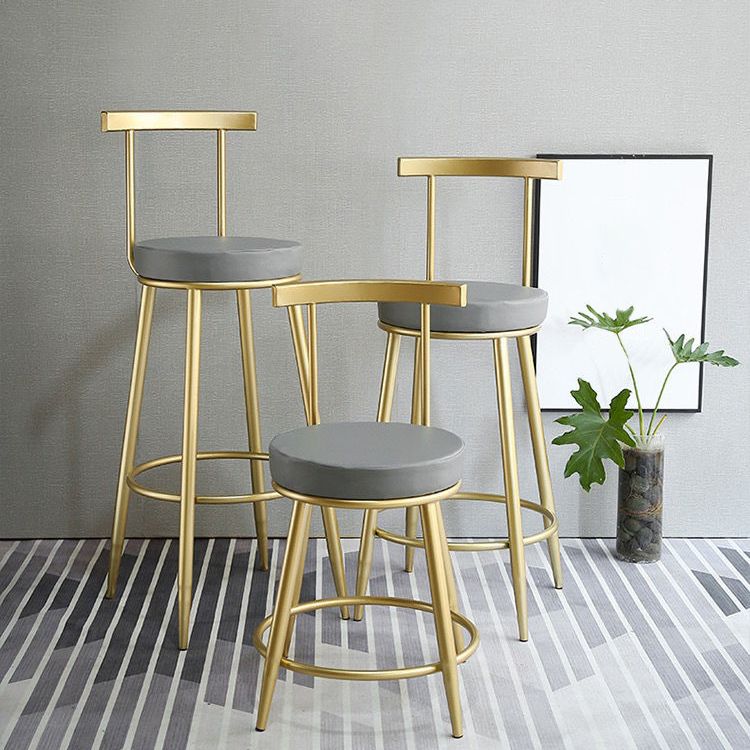 Glam Low Back Bar and Counter Stool Round Stool with 4 Gold Legs Clearhalo 'Bar Furniture' 'Bar Stools' 'bar_stools' 'furniture_bar_stools' 'Kitchen & Dining Furniture' 'kitchen&dining_furn' 'kitchen' 'kitchen_furn' Furniture' 1200x1200_30656f41-4830-4079-9dfc-488b8ecafd33