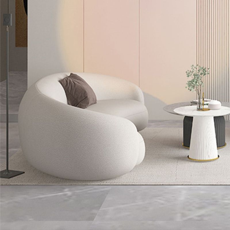 Contemporary Curved Sofa in White Sloped Arm Sofa for Living Room