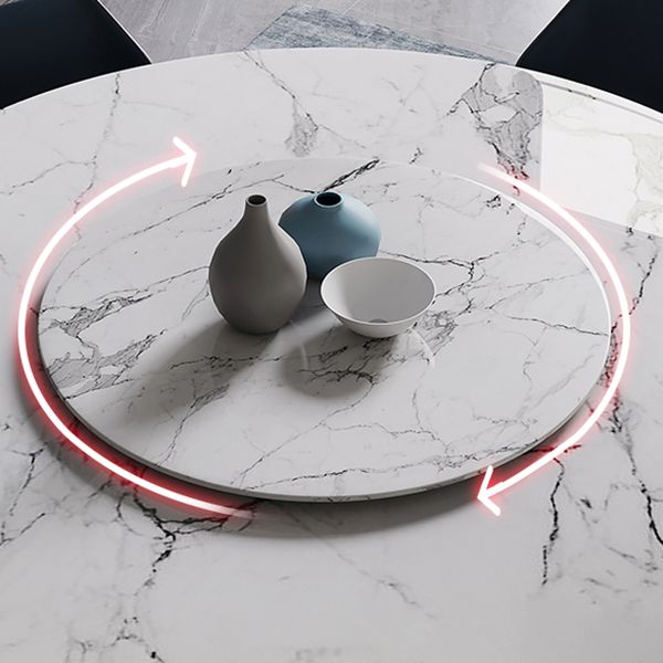 Contemporary Style Marble Table Round Pedestal Base Dining Table with Turntable Clearhalo ' dining_table' 'Dining Tables & Seating' 'Dining Tables' 'furn' 'furn_dining_table' 'Furniture' 'furniture_dining_table' 'Kitchen & Dining Furniture' 'kitchen&dining_furn' 'kitchen' 'kitchen_dining_table' 1200x1200_306934fc-61b9-416c-8a44-36d2b094eeb7