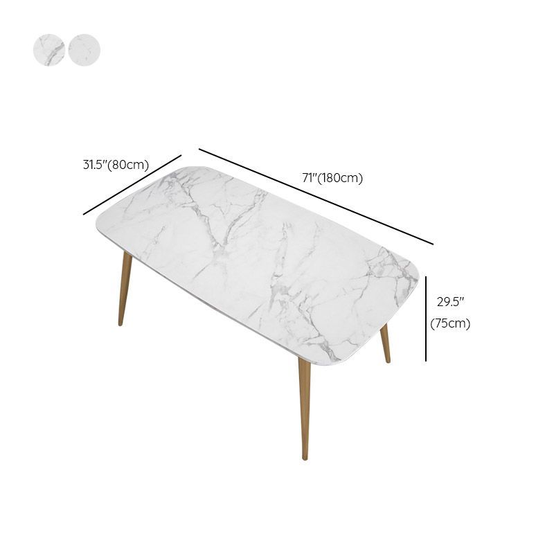 Glam Stone Rectangle Dining Table Metal Legs for Dining Room Clearhalo 'Dining Tables & Seating' 'Dining Tables' 'dining_table' 'furn' 'furn_dining_table' 'Furniture' 'Kitchen & Dining Furniture' 1200x1200_30699efb-8649-4ee6-95f6-5034aad48b73