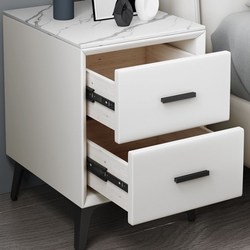 Modern Slate Top Night Table Bedroom 2 Drawers Night Stand with Legs Clearhalo 'Bedroom Furniture' 'furn' 'furn_night_stand' 'Furniture' 'night_stand' 'Nightstands' 1200x1200_306bc2d4-dbdf-429d-88aa-ab51bcf1c98a
