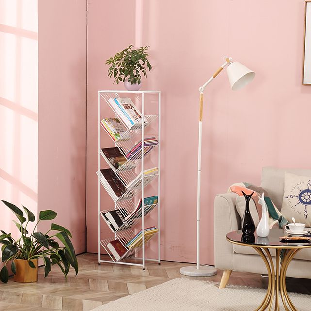 Modern Style Metal Bookcase White Open Bookshelf for Living Room Clearhalo 'Bookcases' 'furn' 'furn_bookcases' 'Furniture' 'Office Furniture' 1200x1200_306cee8e-c533-45dc-ae0a-9704f8c255d2