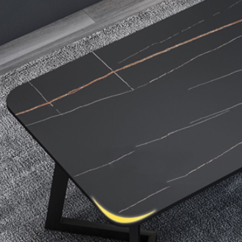 Rectangle Black Base Dining Room Kitchen Table Industrial Fixed Dinner Table Clearhalo 'Dining Tables & Seating' 'Dining Tables' 'dining_table' 'furn' 'furn_dining_table' 'Furniture' 'Kitchen & Dining Furniture' 1200x1200_306e0ec9-158c-43f3-9a71-8eafb7f8b781