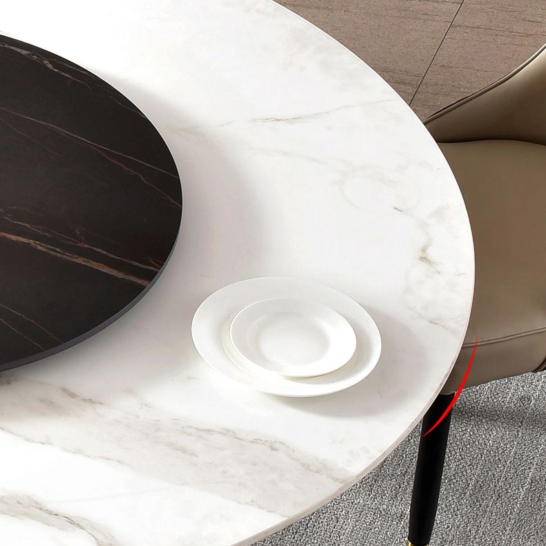 Tavolo da pranzo tradizionale di lusso tavolo da pranzo rotondo con piedistallo in acciaio inossidabile